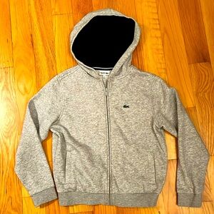 Lacoste Boys Grey Zip-up Hoodie Size 12